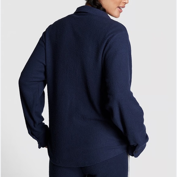 Victoria’s Secret PINK Reverse Fleece Shacket NWT Size XL/Navy - Picture 3 of 5